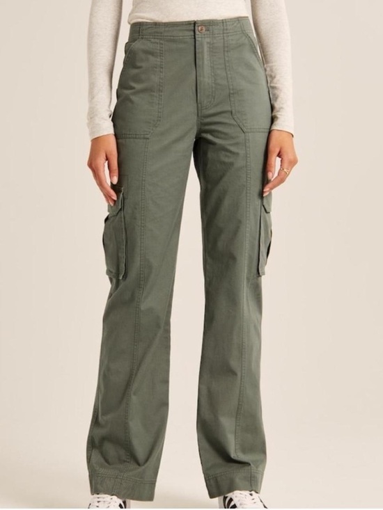 Abercrombie & Fitch Pants - Abercrombie & Fitch Cargo Pants Women's Size 24 Olive Green Wide Leg Utility Y2K